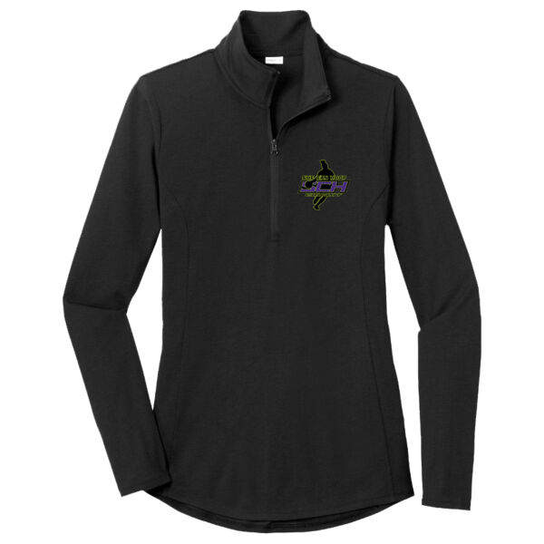 She Can Hoop Circuit Women's PosiCharge Tri Blend Wicking 1/4 Zip Pullover Thumbnail